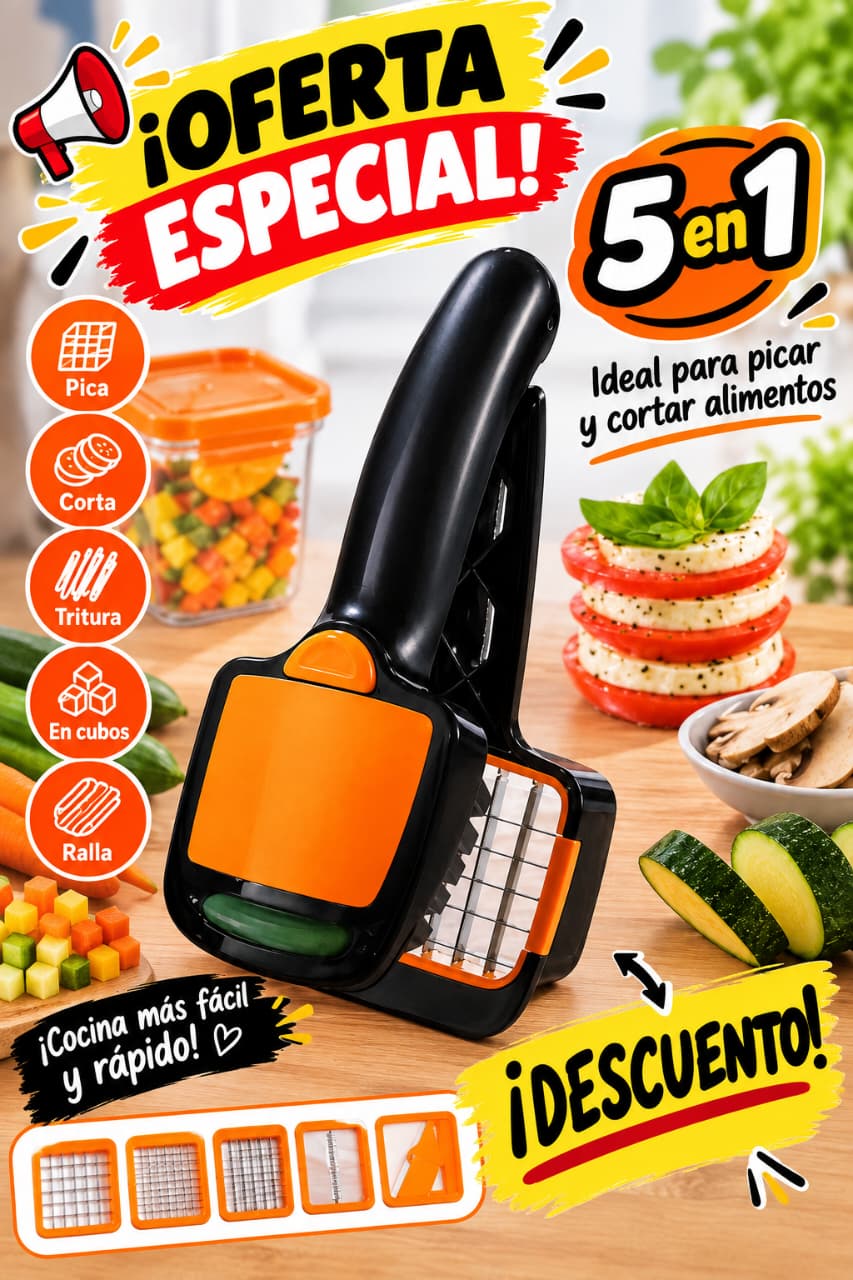 Picador y cortador de alimentos 5 en 1