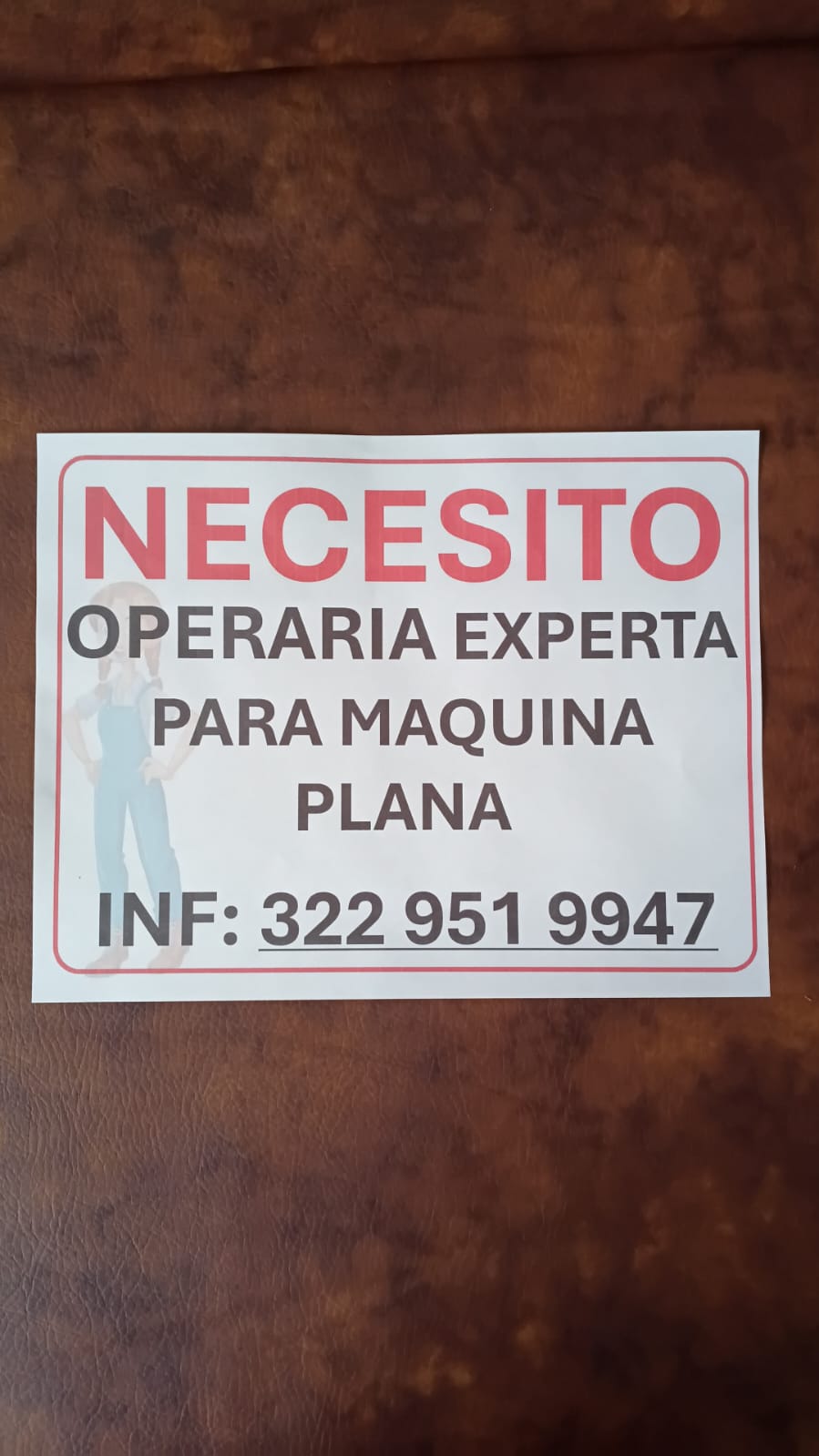 Se necesita operaria experta para máquina plana