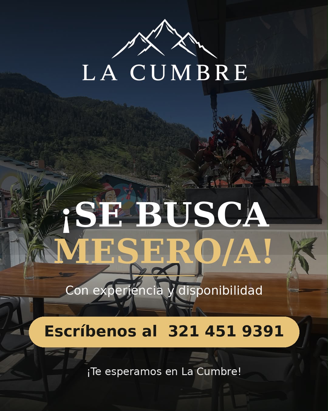 La Cumbre busca mesero/a