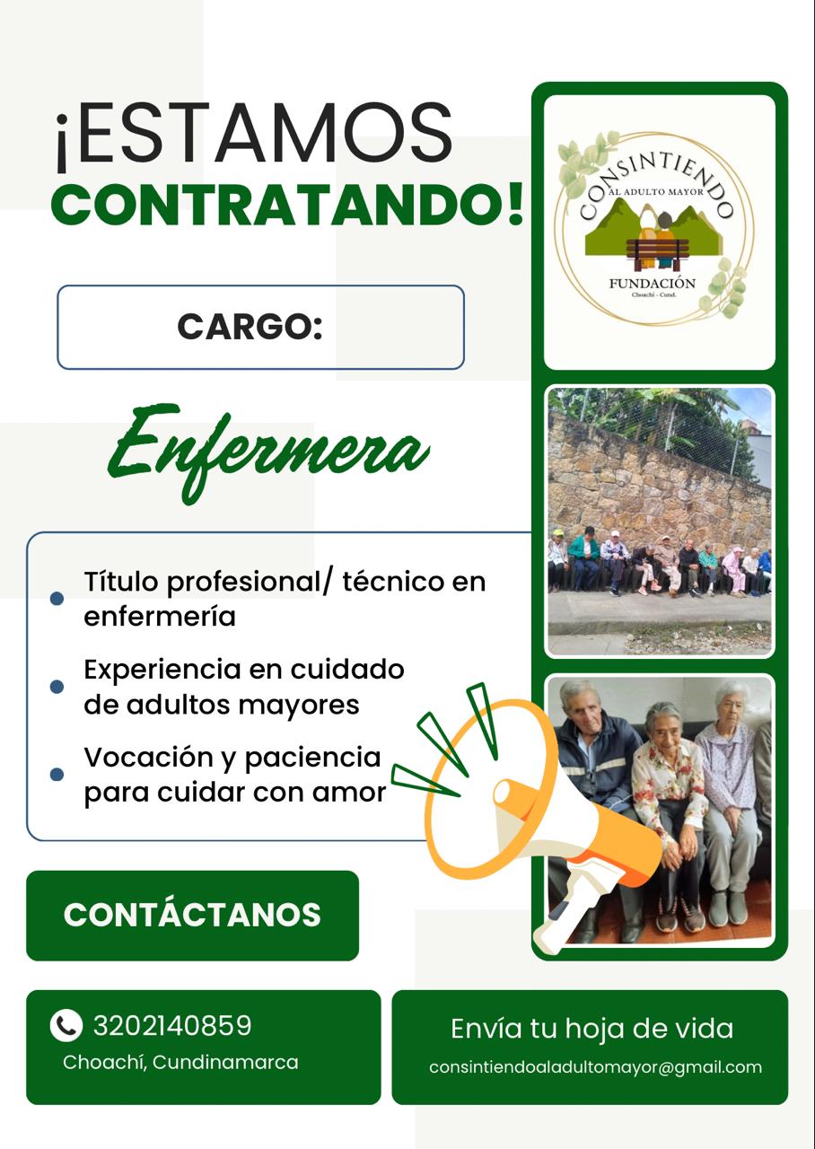¡Estamos contratando! – Cargo: Enfermera